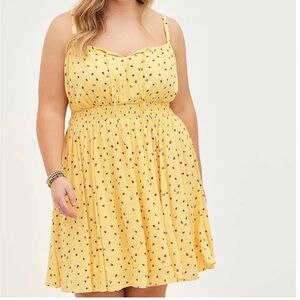 NWT Torrid brand yellow midi sundress strawberries cherries summer dress plus 1X